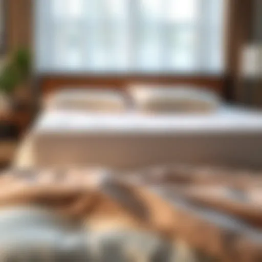 Cooling memory foam topper on a bed