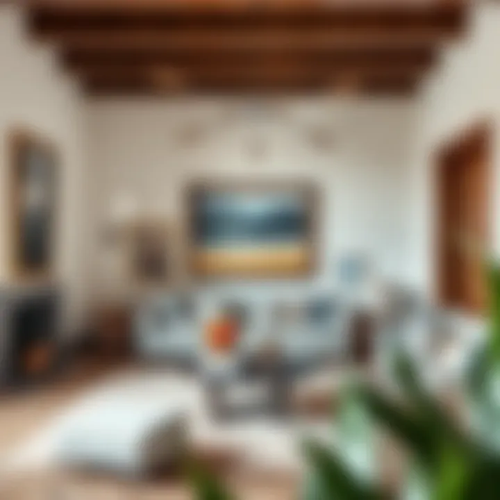 Classic Meets Modern A cozy living space featuring a mix of classic artwork and modern decor