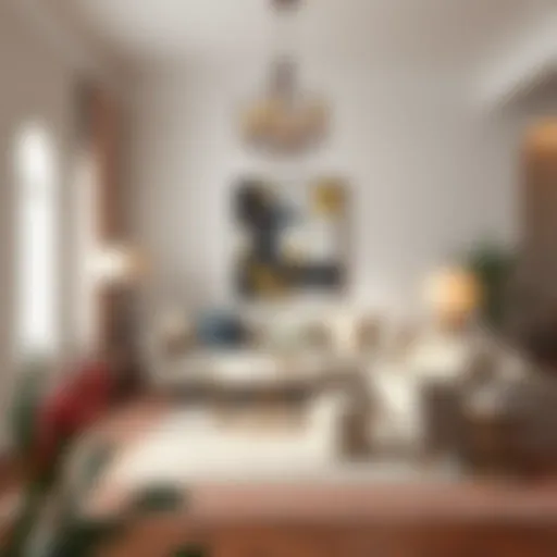 Contemporary Elegance An elegant living room adorned with contemporary art pieces