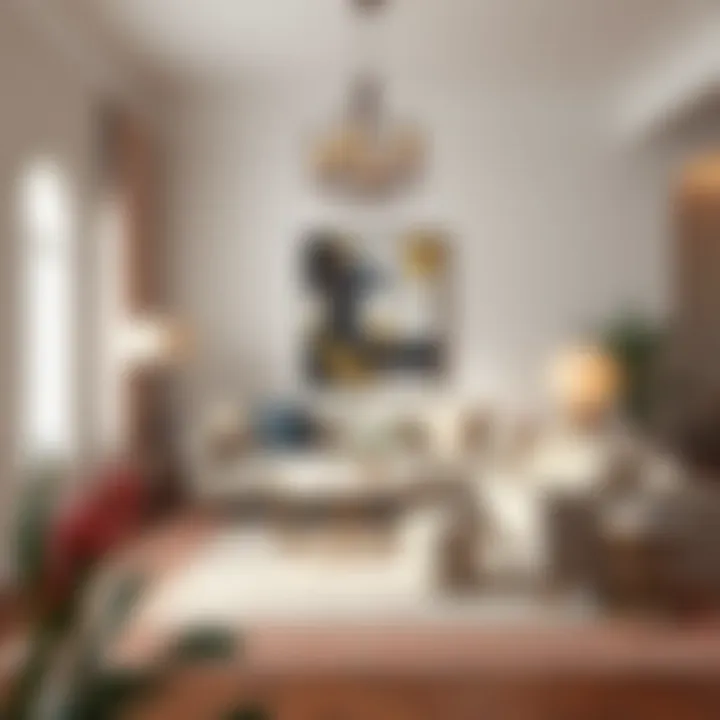 Contemporary Elegance An elegant living room adorned with contemporary art pieces