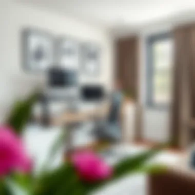 Stylish Adjustable Desk in Home Office Stylish adjustable desk integrated into a home office