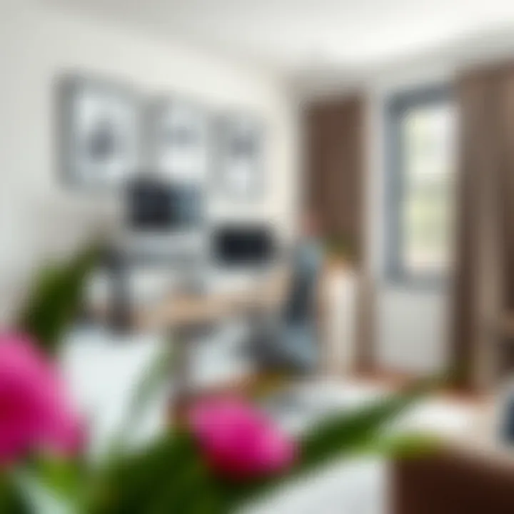 Stylish Adjustable Desk in Home Office Stylish adjustable desk integrated into a home office