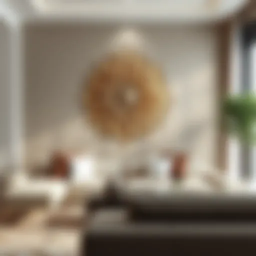 Elegant wall sculpture in a modern living room setting