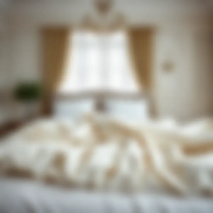 Elegant Bedroom with Aesthetically Pleasing Linens Elegant bedroom featuring aesthetically pleasing folded linens