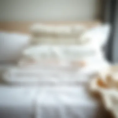 Neatly Organized Linens Showcasing Efficiency Neatly organized linens displaying the results of efficient folding