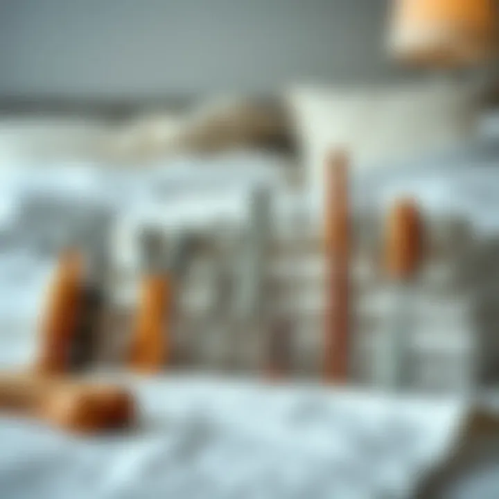 Artistic Arrangement of Bed Sheet Folding Tools Variety of bed sheet folding tools arranged artistically