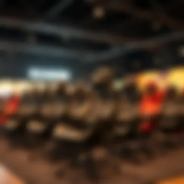 Various gaming chair models on display