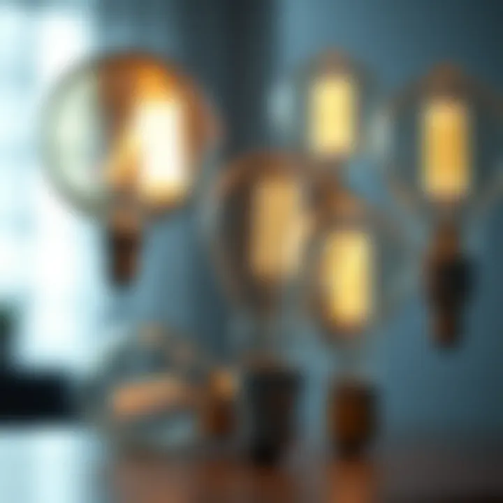 Showcasing Different Color Temperatures of LED Edison Bulbs Variety of LED Edison bulbs showcasing different color temperatures