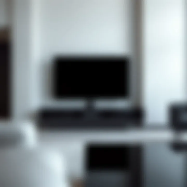 Stylish Black Floating Console in Minimalistic Setting Stylish black floating TV console in a minimalistic space