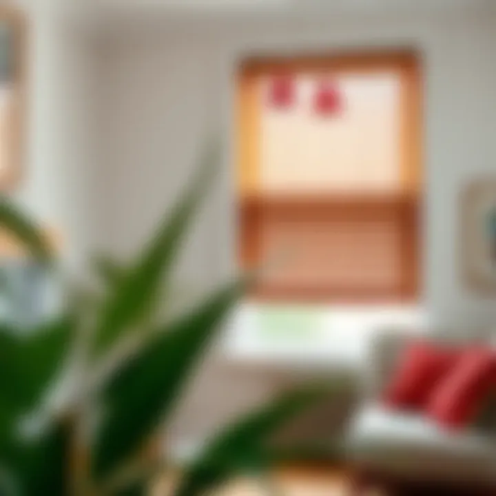 Stylish Wooden Blinds Enhancing a Cozy Interior Space Stylish wooden blinds enhancing a cozy interior space