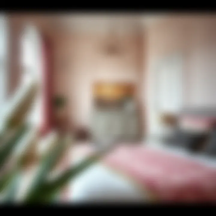 A beautifully designed bedroom showcasing chic furnishings and color harmony