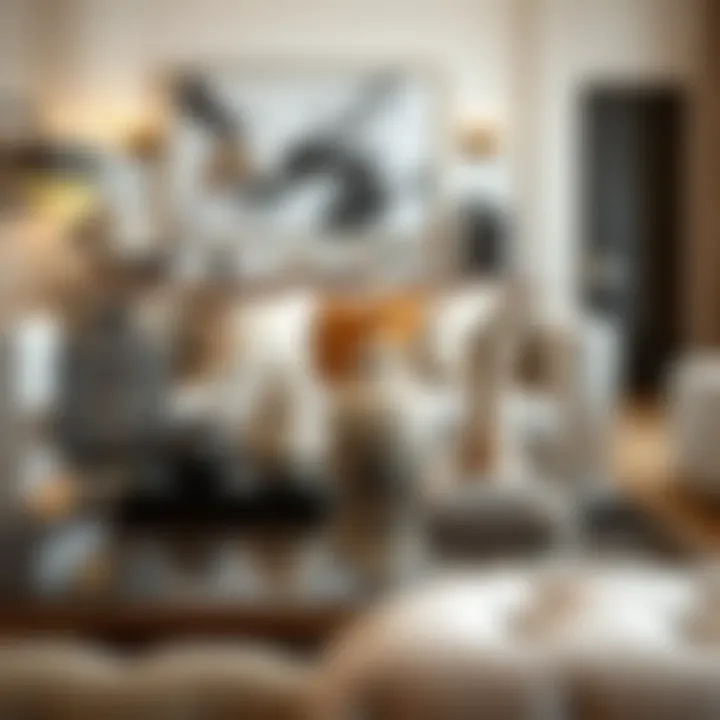 An artistic arrangement of decorative accessories on a stylish coffee table