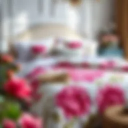 Elegant floral duvet cover design for a queen bed