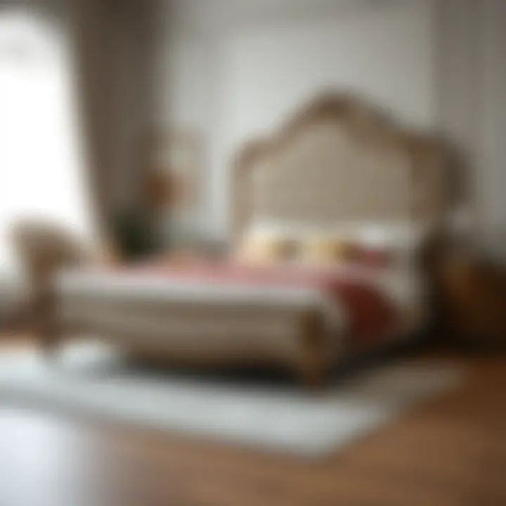 Elegant Queen Bed Frame with Tufted Headboard Elegant queen bed frame with a tufted headboard in a stylish bedroom setting