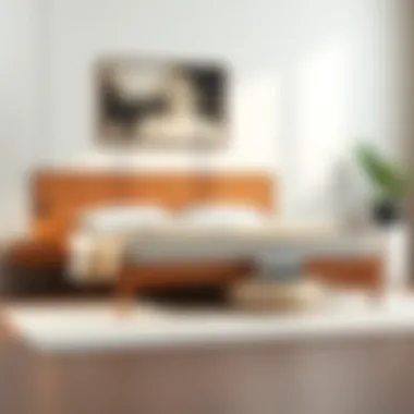 Modern Queen Bed Frame with Minimalist Design Modern queen bed frame featuring a minimalist design and wooden accents