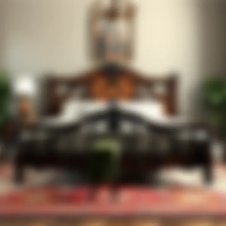 Vintage Queen Bed Frame with Intricate Headboard Queen bed frame with a vintage style and intricate headboard detailing