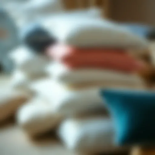 An assortment of 18x18 pillow fillers showcasing different types and materials.