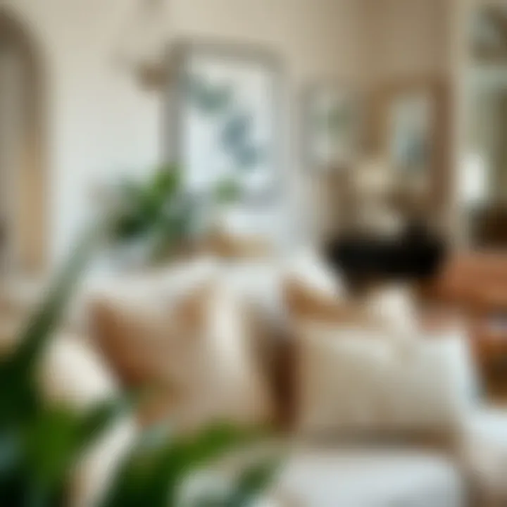 A beautifully styled room featuring decorative pillows on a sofa.