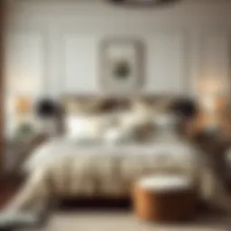 Elegant bedroom setup featuring a coordinated bedding ensemble