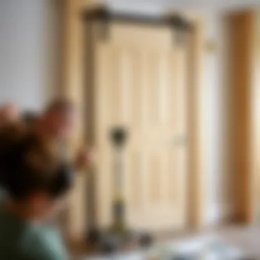 Installation of a slab door with necessary tools and techniques