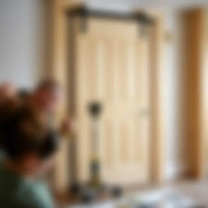 Installation of a slab door with necessary tools and techniques