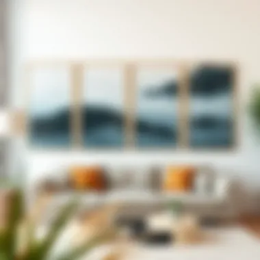 Serene Nature Scenes Four panel art set depicting serene nature scenes with soft tones