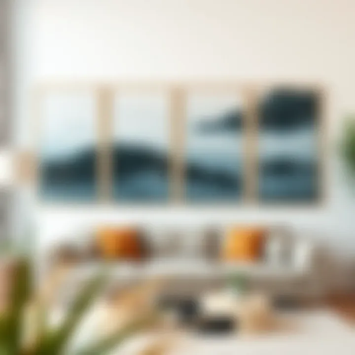 Serene Nature Scenes Four panel art set depicting serene nature scenes with soft tones