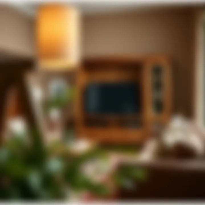 Stylish TV Armoire in Cozy Living Room Cozy living room featuring a stylish TV armoire