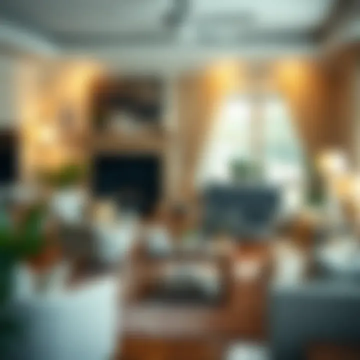 A beautifully arranged family room showcasing cozy furniture and warm lighting