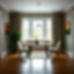 Elegant dining room bench with a high backrest showcasing modern design.