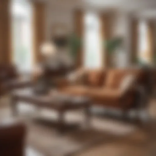 A well-staged living room featuring old furniture ready for sale