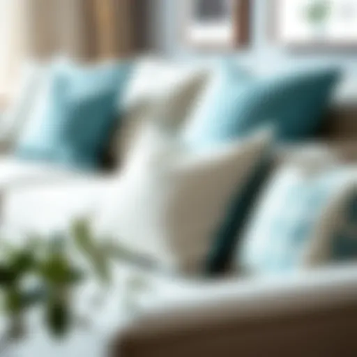 Chic Aqua Blue Pillow Covers Enhancing Sofa Aesthetics Aqua blue pillow covers on a stylish sofa