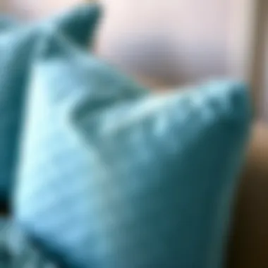 Close-up of textured aqua blue fabric