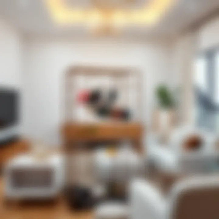 Modern metal wine rack integrated into a chic living room