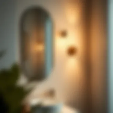 Ambient Lighting from Energy-Efficient Wall Sconce Energy-efficient wall sconce providing ambient light in a bathroom