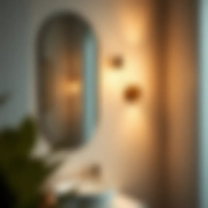 Ambient Lighting from Energy-Efficient Wall Sconce Energy-efficient wall sconce providing ambient light in a bathroom