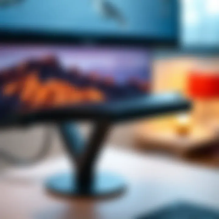 Close-up of ergonomic features of a monitor riser