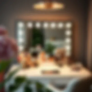 Elegant makeup vanity with organized cosmetics