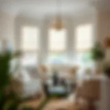 Elegant living room featuring Roman shades