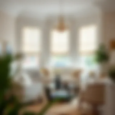 Elegant Living Room with Roman Shades Elegant living room featuring Roman shades