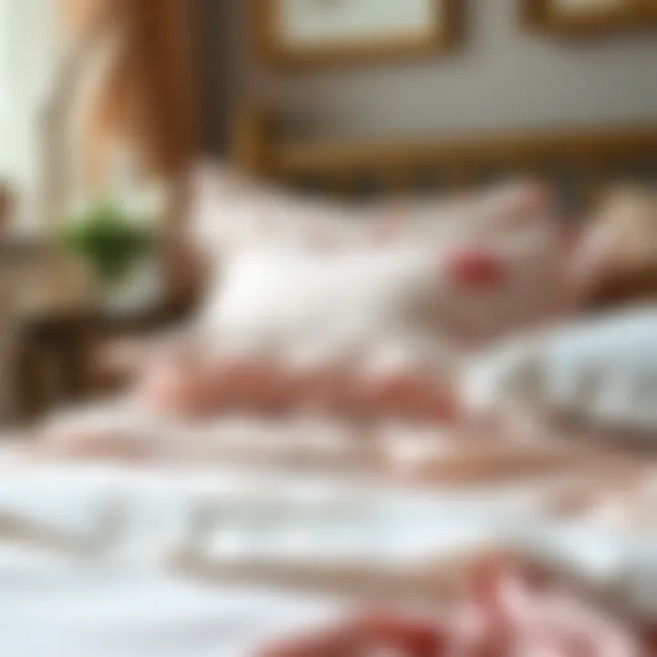 Care instructions for maintaining cotton sheets displayed artistically