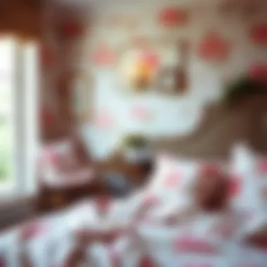 A beautifully decorated bedroom featuring pink floral bedding
