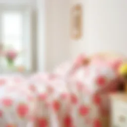 Elegant pink floral cotton sheets on a neatly made bed