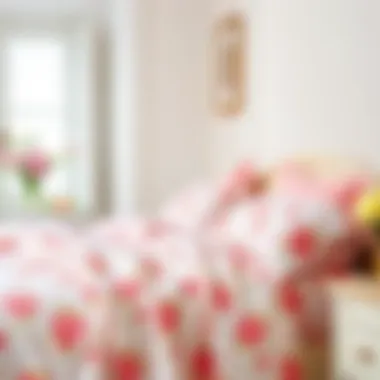 Elegant pink floral cotton sheets on a neatly made bed