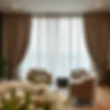 Elegant living room featuring long, flowing curtains