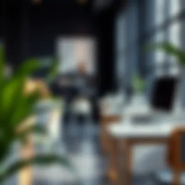 Inspiring interior featuring bar height desks for optimal efficiency