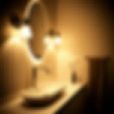 Elegant Wall-Mounted Lighting Elegant wall-mounted bathroom lights illuminating a stylish counter