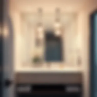 Modern Pendant Lighting A modern bathroom vanity with unique pendant lights above the counter