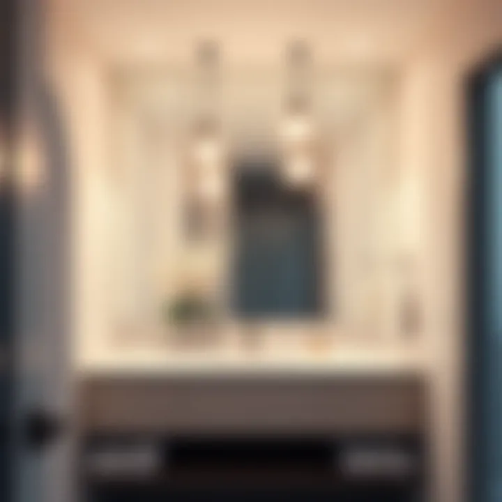 Modern Pendant Lighting A modern bathroom vanity with unique pendant lights above the counter