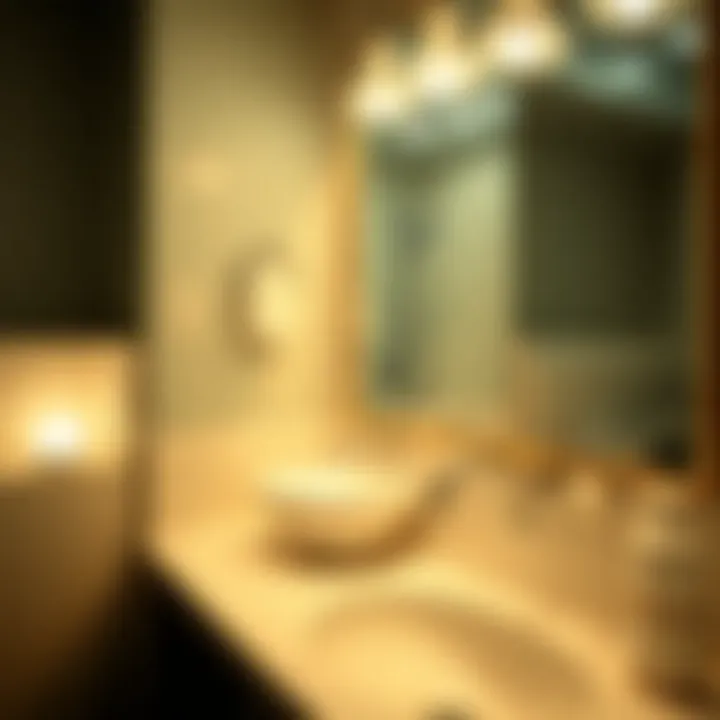 Variety of Lighting Styles Brightly lit bathroom counter showcasing various lighting styles
